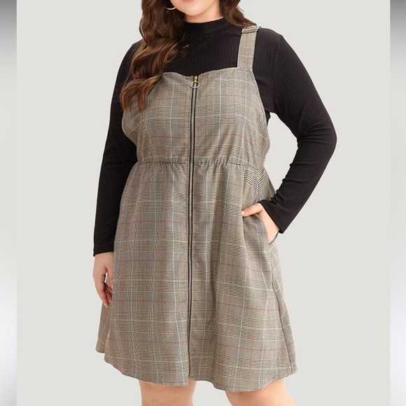 BloomChic Plaid Mini Dress with Zip Front Plus Size 2X - Picture 1 of 6